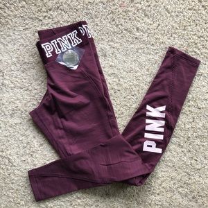 VS PINK MAROON LEGGINGS SIZE XS FLEECE LINED